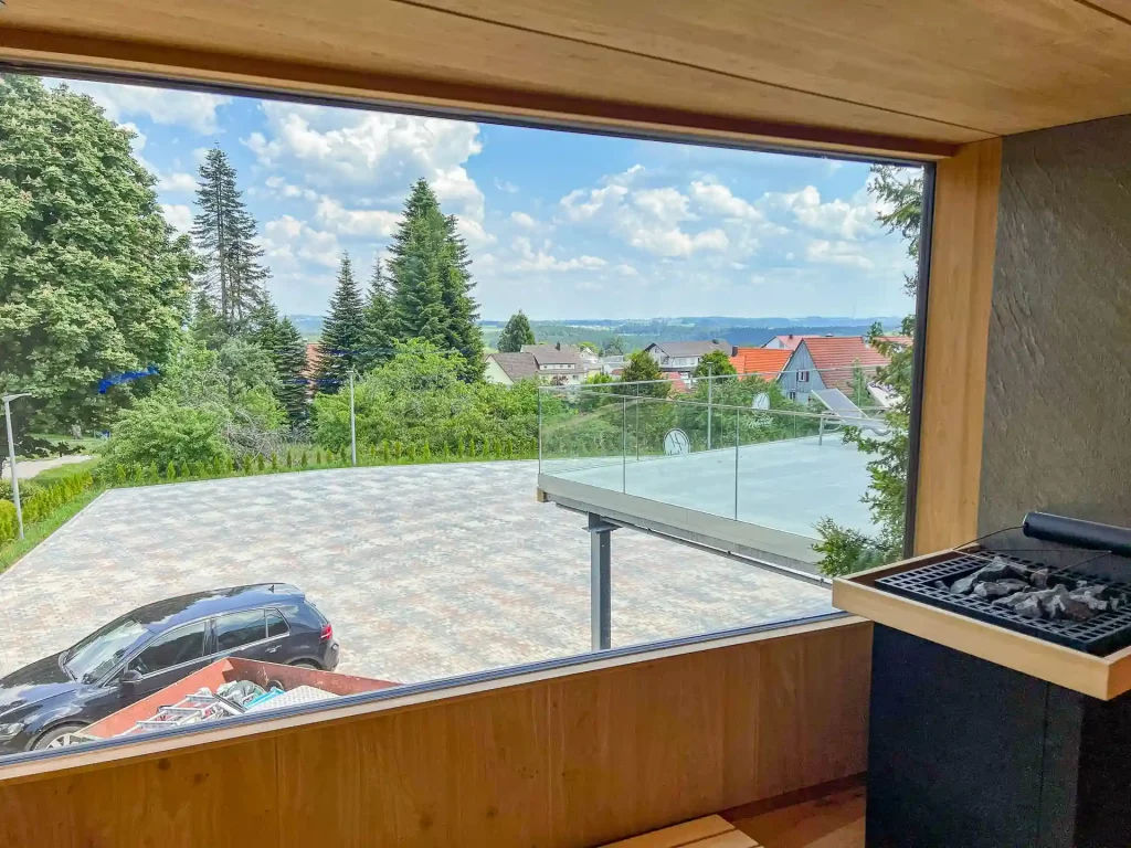Wellnesshotel Hohenrodt, sauna area with outdoor sauna and magnificent views for a natural and relaxing sauna experience