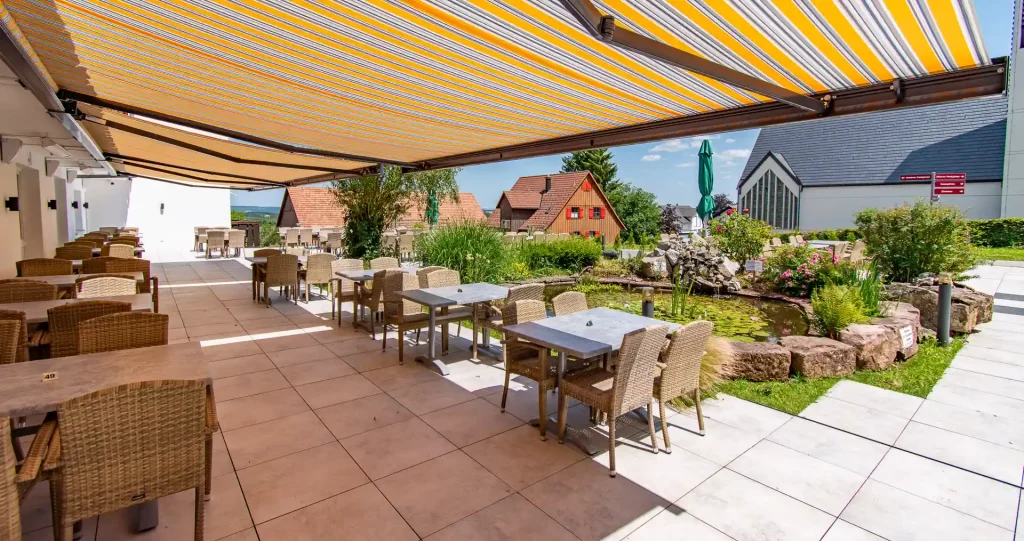 Wellnesshotel Hohenrodt Exterior Restaurant Terrace with Awnings