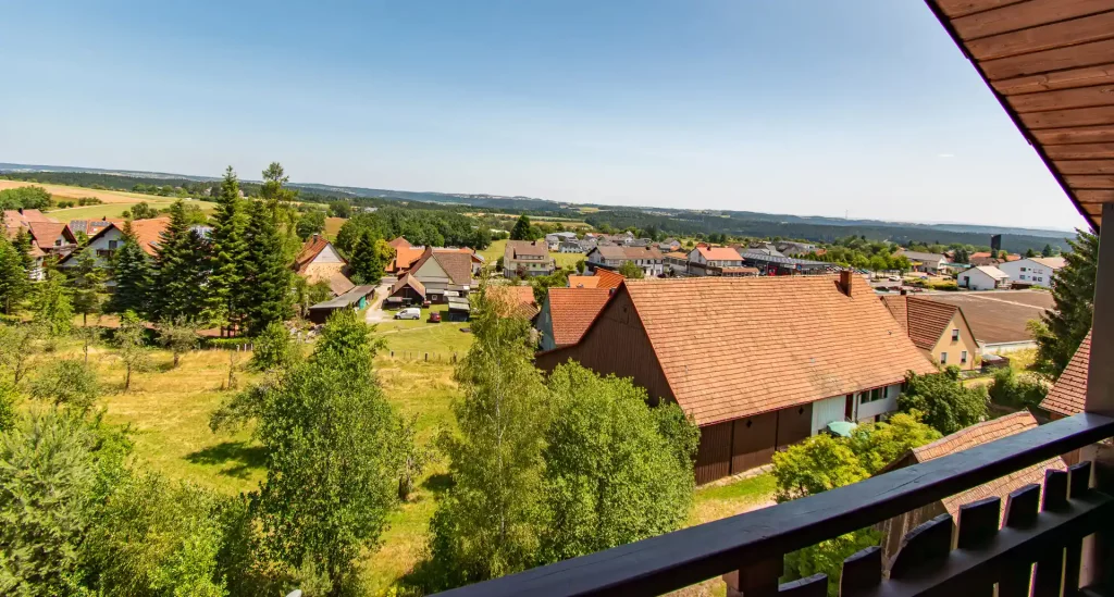 Black Forest apartment in the Wellnesshotel Hohenrodt with bedroom and balcony view